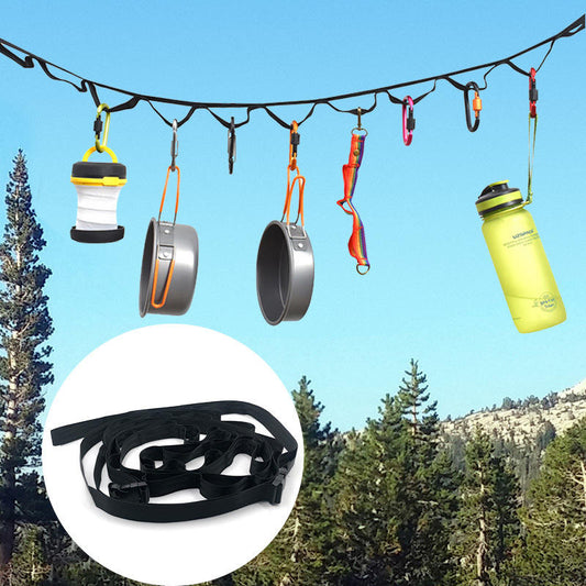 Adjustable Camp Clothesline with 19 Hooks