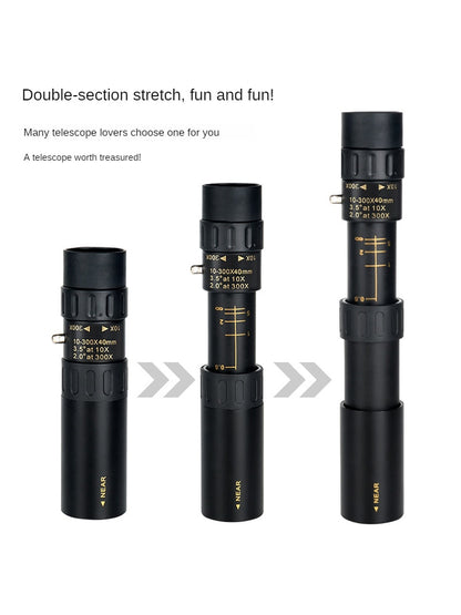 10-300x40mm Monocular Telescope Super Zoom Monocular Quality Eyepiece Portable Binoculars Hunting Lll Night Vision Scope Camping