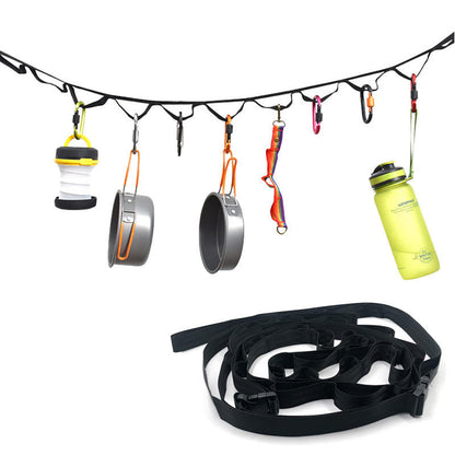 Adjustable Camp Clothesline with 19 Hooks