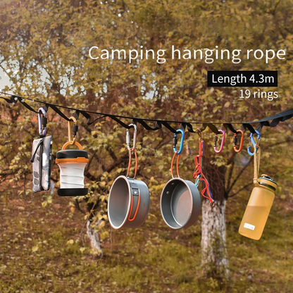 Adjustable Camp Clothesline with 19 Hooks