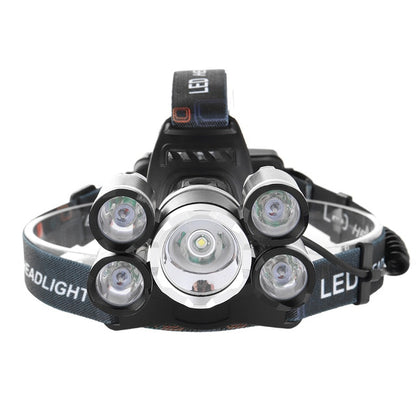 LED Headlamp 1500  5*T6 Headlamp Bike Head Lamp Light 18650 Rechargeable Fishing Camping Flashlight