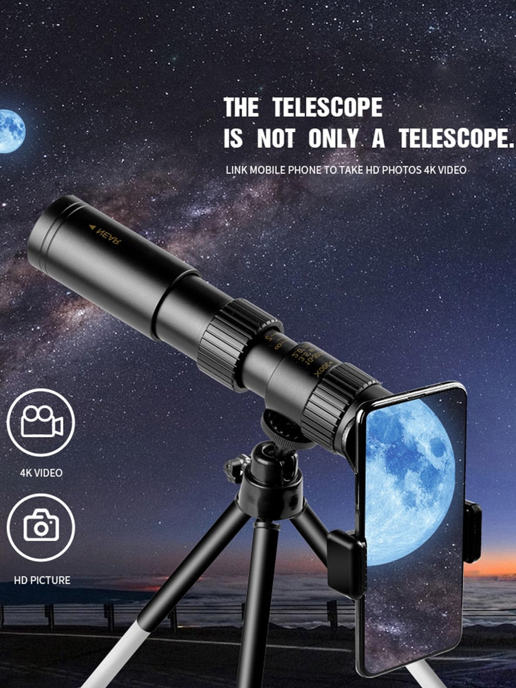 10-300x40mm Monocular Telescope Super Zoom Monocular Quality Eyepiece Portable Binoculars Hunting Lll Night Vision Scope Camping